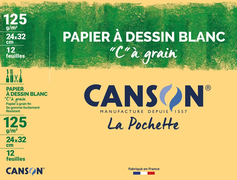 CANSON Papier à dessin 'C' à grain, 320 x 240 mm, 125 g/m2