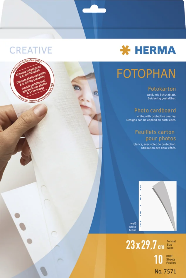 HERMA Feuillets carton pour photos, 230 x 297 mm, blanc