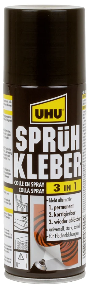 UHU Colle en spray 3 en 1, redécollable, spray de 200 ml