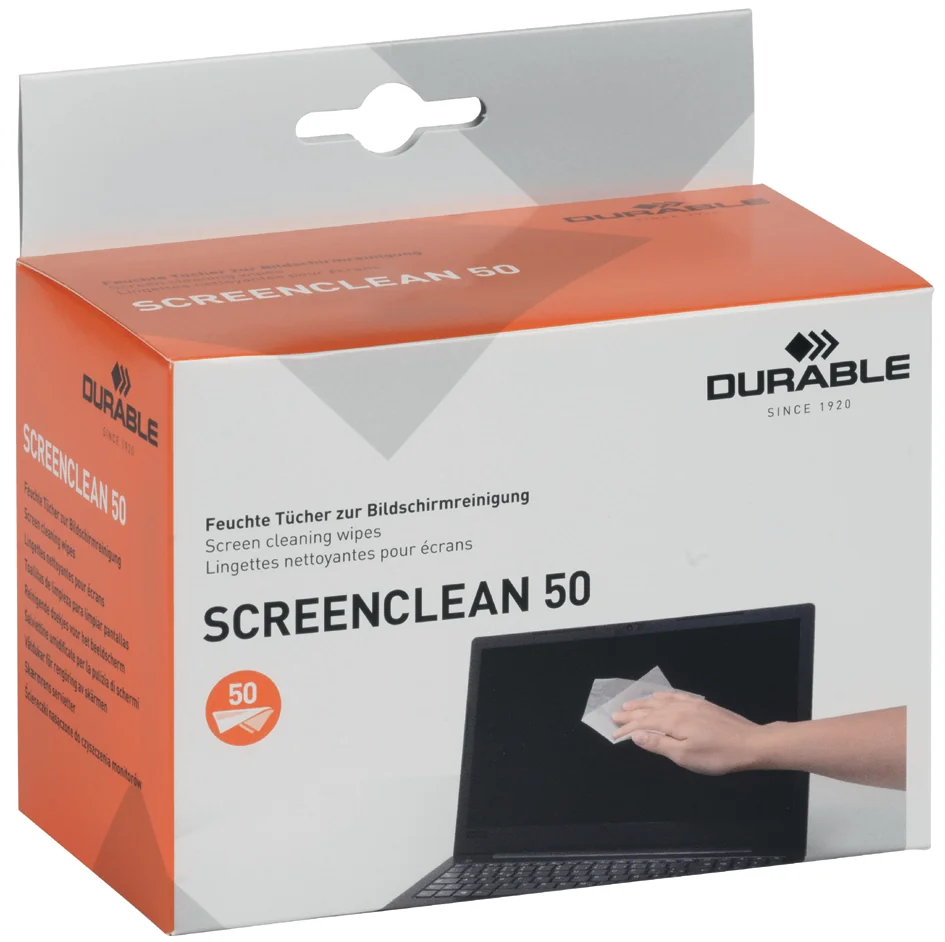 DURABLE Lingettes nettoyantes pour écran SCREENCLEAN 50
