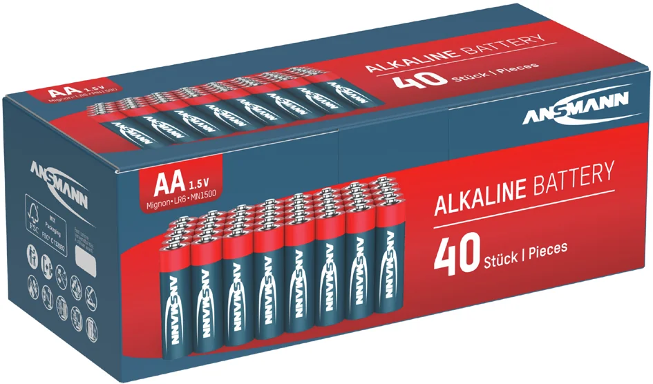ANSMANN Pile alcaline 'RED', Mignon AA, lot de 40