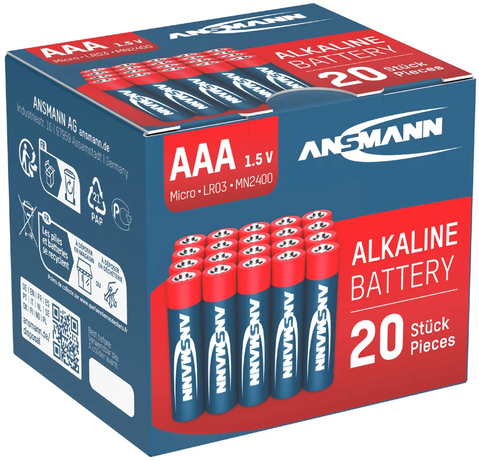 ANSMANN Pile alcaline 'RED', Micro AAA, blister de 20