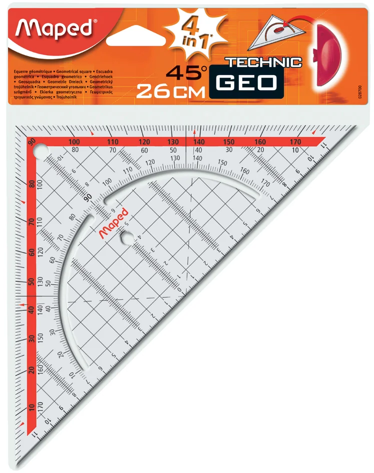 Maped Equerre Géo Technic, hypoténuse: 260 mm, en plastique