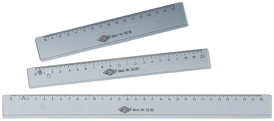 WEDO Règle plate, 200 mm, en plastique, transparente