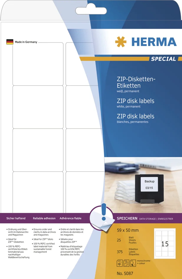 HERMA Etiquette pour disquettes-ZIP SPECIAL, 59 x 50 mm