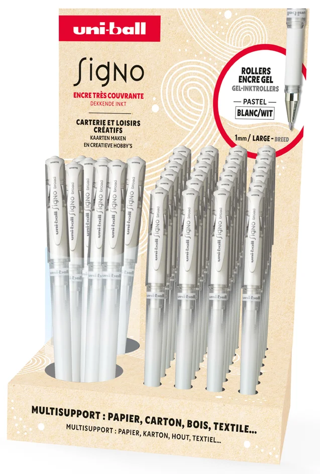 uni-ball Stylo roller encre gel SIGNO UM-153W/36, blanc