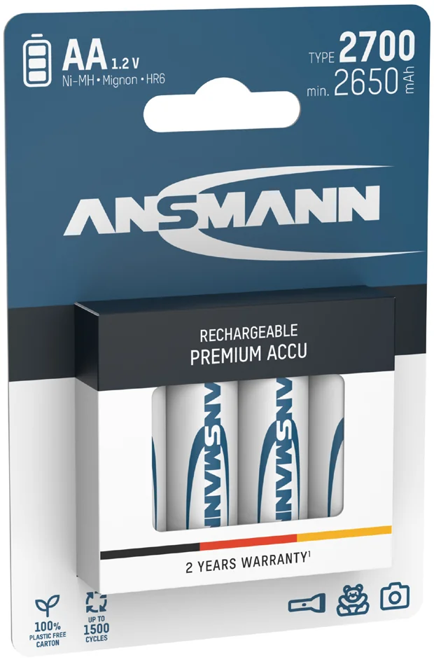 ANSMANN Pile rechargeable NiMH Premium, Mignon AA, 2.700 mAh