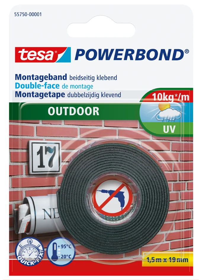 tesa Adhésif de montage Powerbond OUTDOOR, 19 mm x 5 m