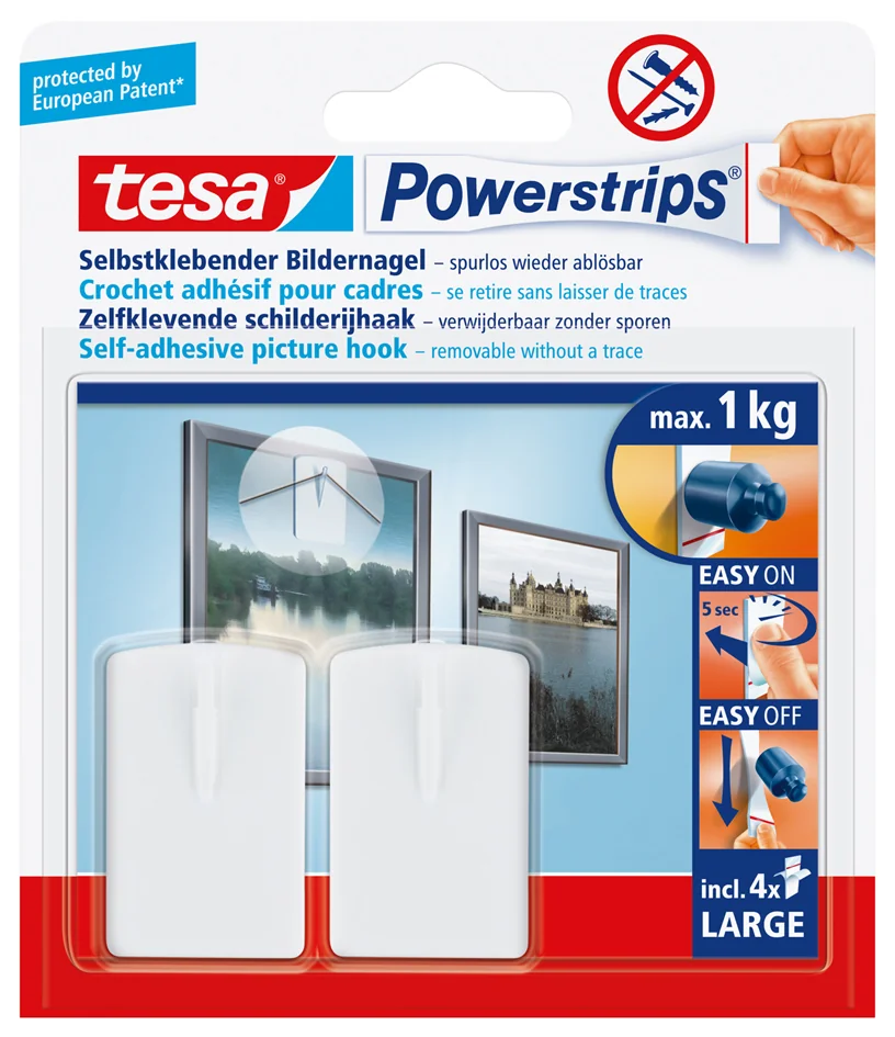 tesa Powerstrips Crochet adhésif pour cadre, blanc