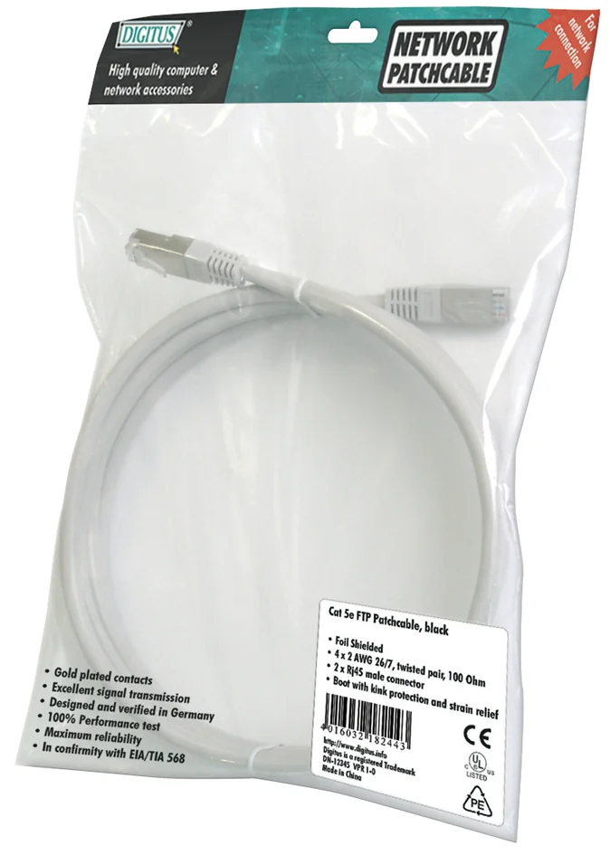 DIGITUS Câble patch Premium, Cat. 5e,SF/UTP, (BS77021), gris