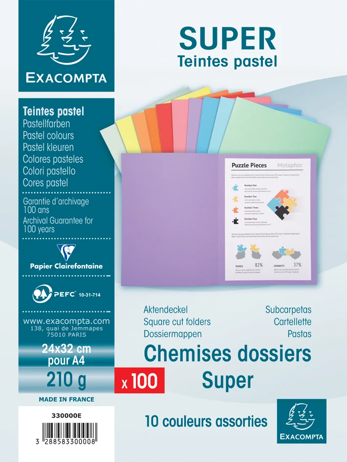 EXACOMPTA Chemises SUPER 250, A4, ivoire Grand Paris Fournitures EXACOMPTA Chemises SUPER 250, A4, ivoire – Image 2