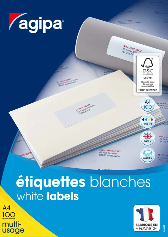 agipa Etiquette universelle, 70 x 35 mm, coins droits