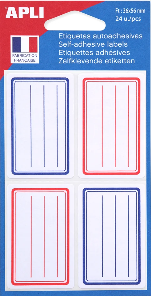 APLI Etiquettes pour livre, cadre bleu, 38 x 50 mm, uni