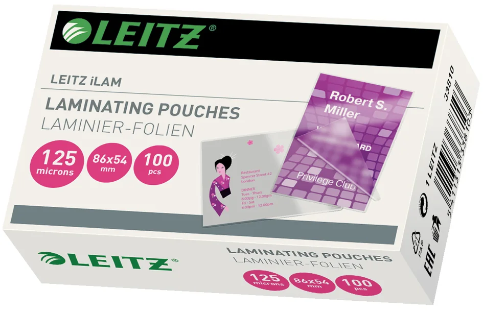 LEITZ Pochette de plastification pour cartes de visite