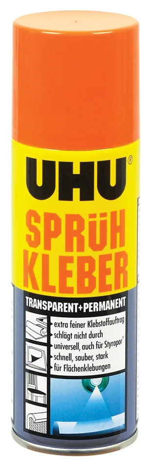 UHU Colle en spray, permanente, transparent, 200 ml