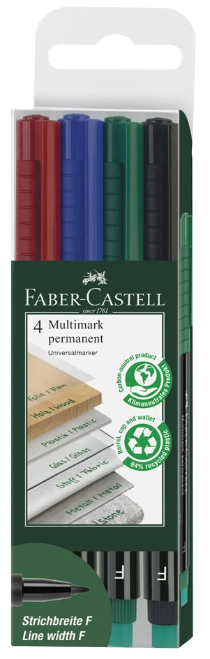 FABER-CASTELL Marqueur permanent MULTIMARK S, étui de 4