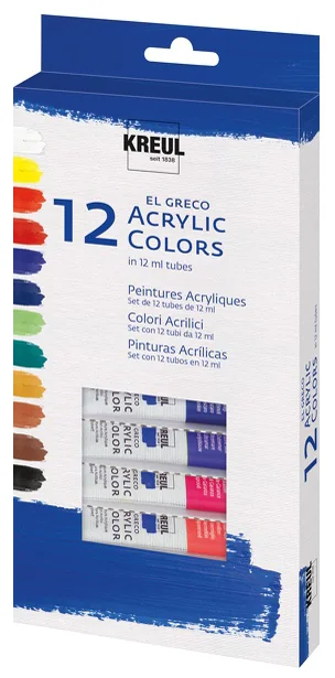 KREUL Peinture acrylique el Greco, 12 ml, set de 12