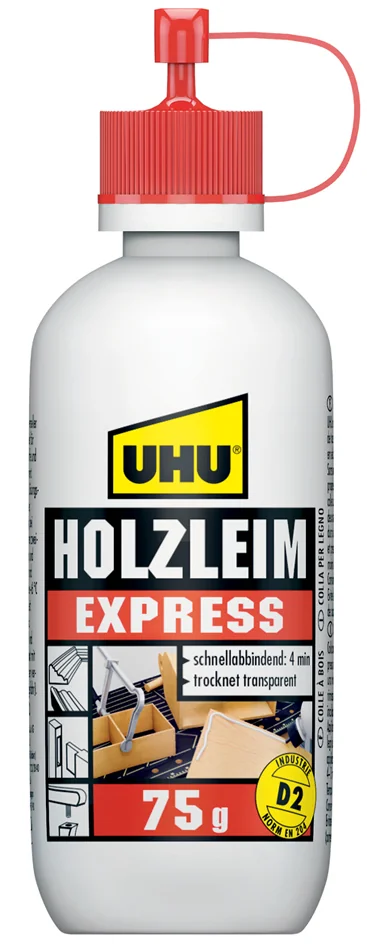 UHU Colle à bois Express D2, sans solvant, 75 g en flacon