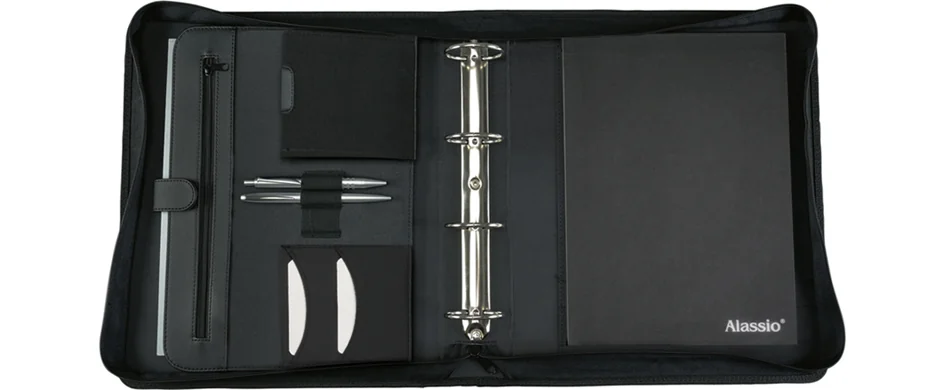 Alassio Serviette classeur 'RIMINI', A4, similicuir, noir