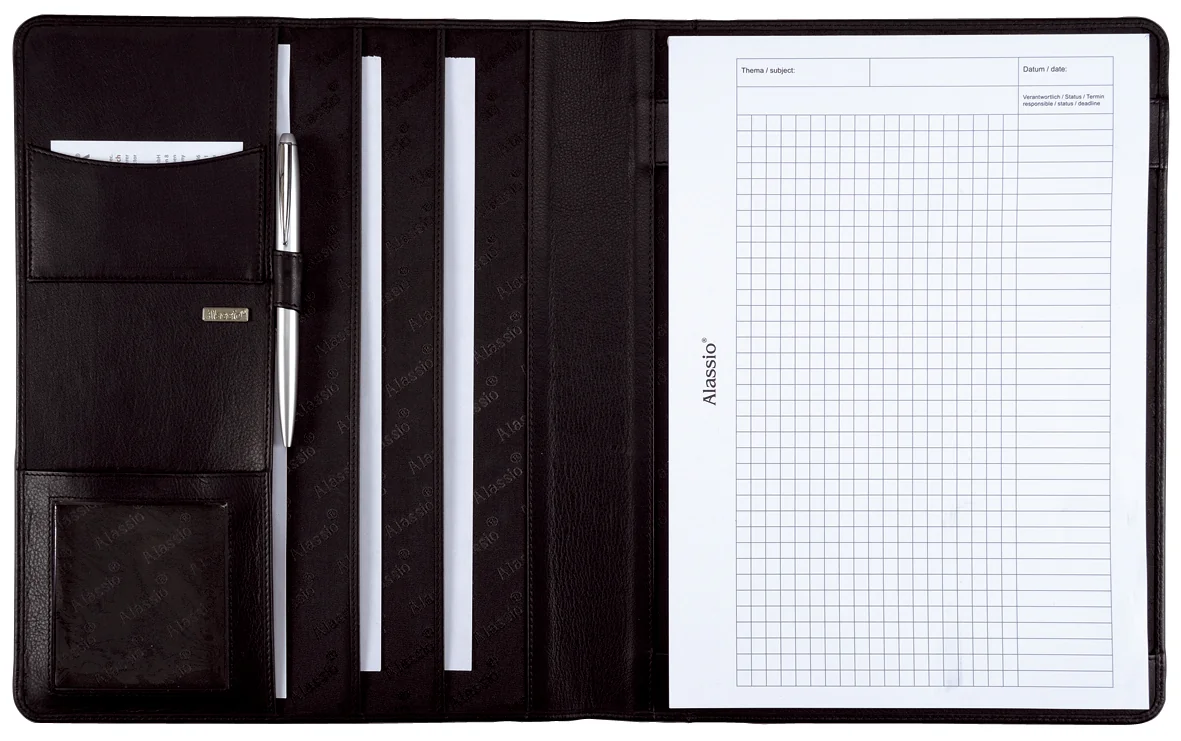Alassio Conférencier 'CREMONA', A4, cuir nappa, noir