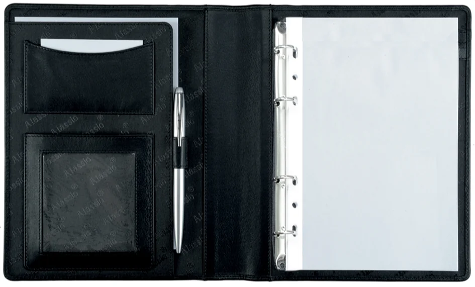 Alassio Serviette classeur 'BENACO', A5, cuir nappa, noir