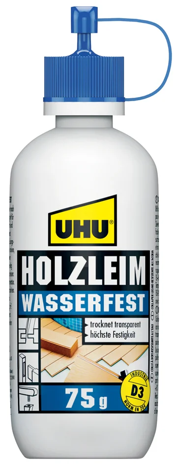 UHU colle à bois étanche D3, sans solvant, bouteille de 750g