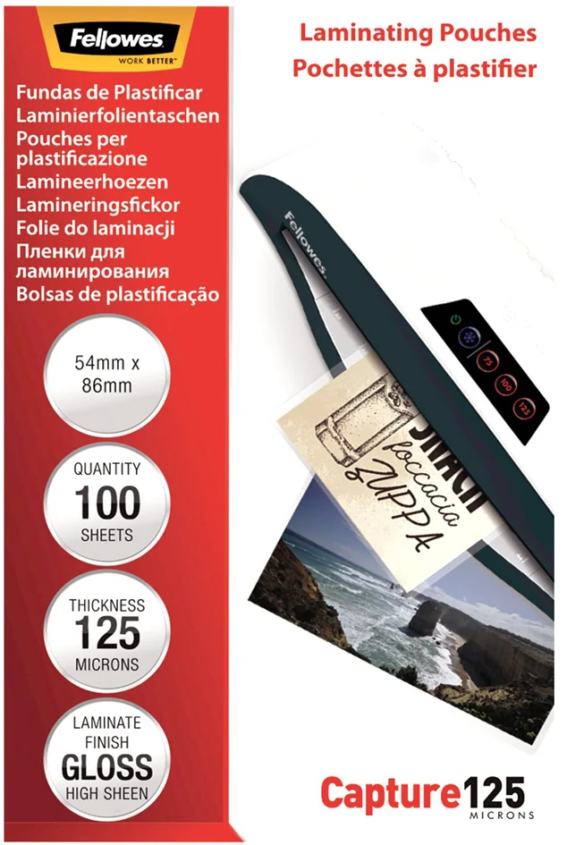 Fellowes Pochette de plastification, 64 x 95 mm, 250 microns