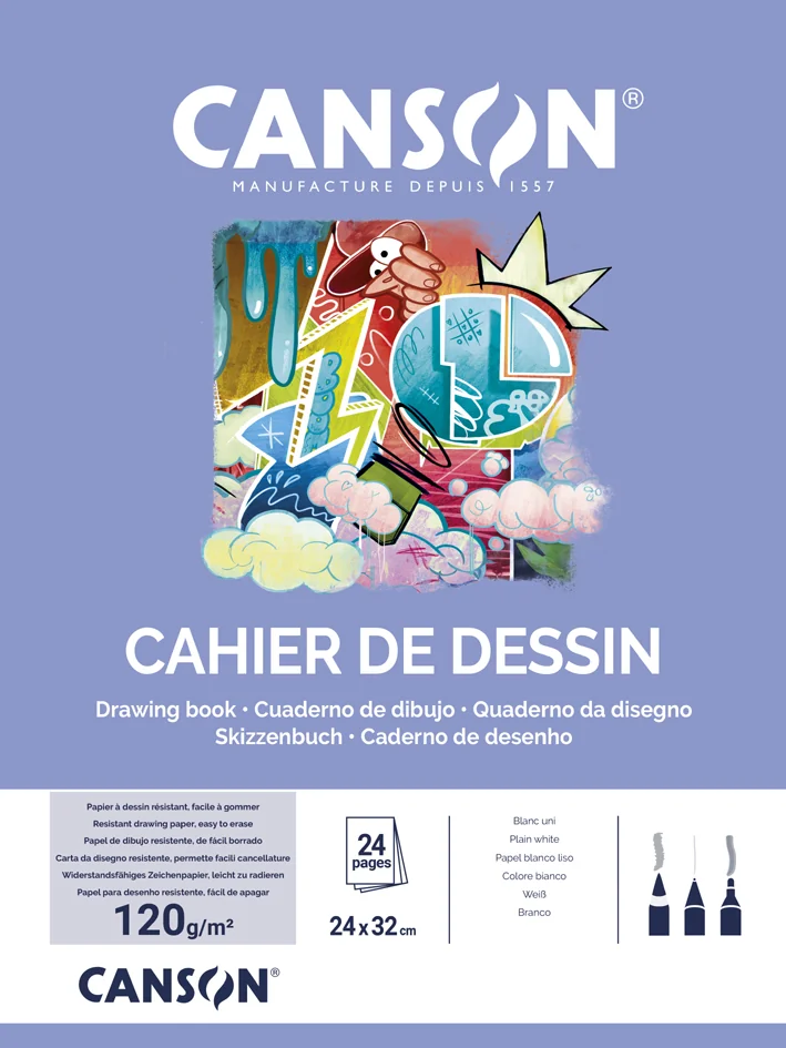 CANSON Cahier à dessin, uni, 120 g/m2, 170 x 220 mm