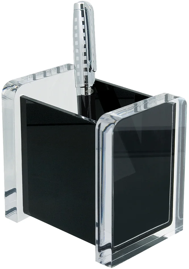 WEDO Pot à crayons 'acrylique exclusif', transparent/noir