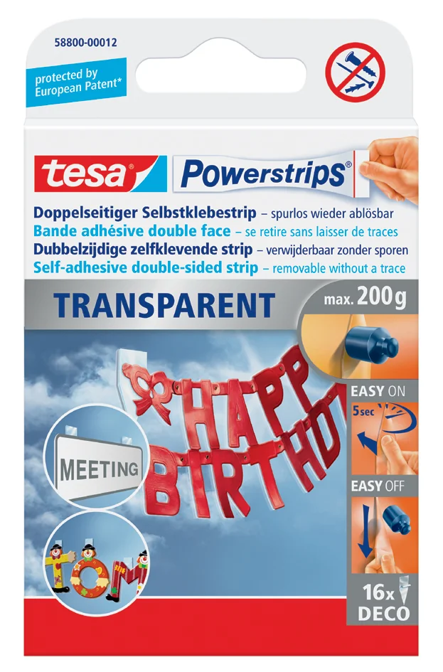 tesa Powerstrips DECO, fixation: maxi 0,2 kg, transparent