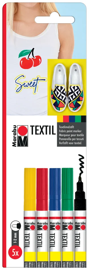 Marabu Marqueur pour textile 'Textil Painter', blister de 5