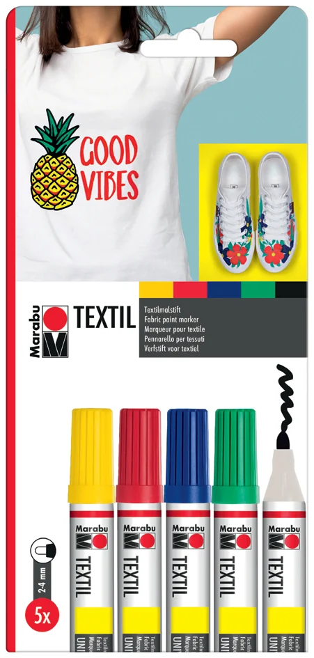 Marabu Marqueur pour textile 'Textil Painter', blister de 5