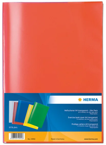 HERMA protège-cahiers, format A5, en PP, bleu transparent, Lot de 25