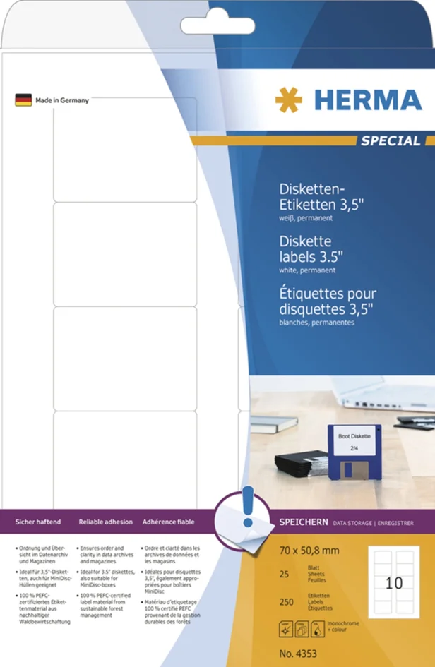 HERMA Etiquette pour disquettes 3,5' SPECIAL, 70 x 67,7 mm