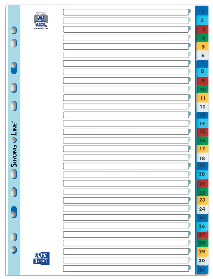 Oxford Intercalaire en plastique, A4, coloré, 12 pièces Grand Paris Fournitures Oxford Intercalaire en plastique, A4, coloré, 12 pièces – Image 2