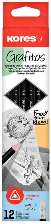 Kores Crayon Grafitos, degré de dureté: HB, triangulaire