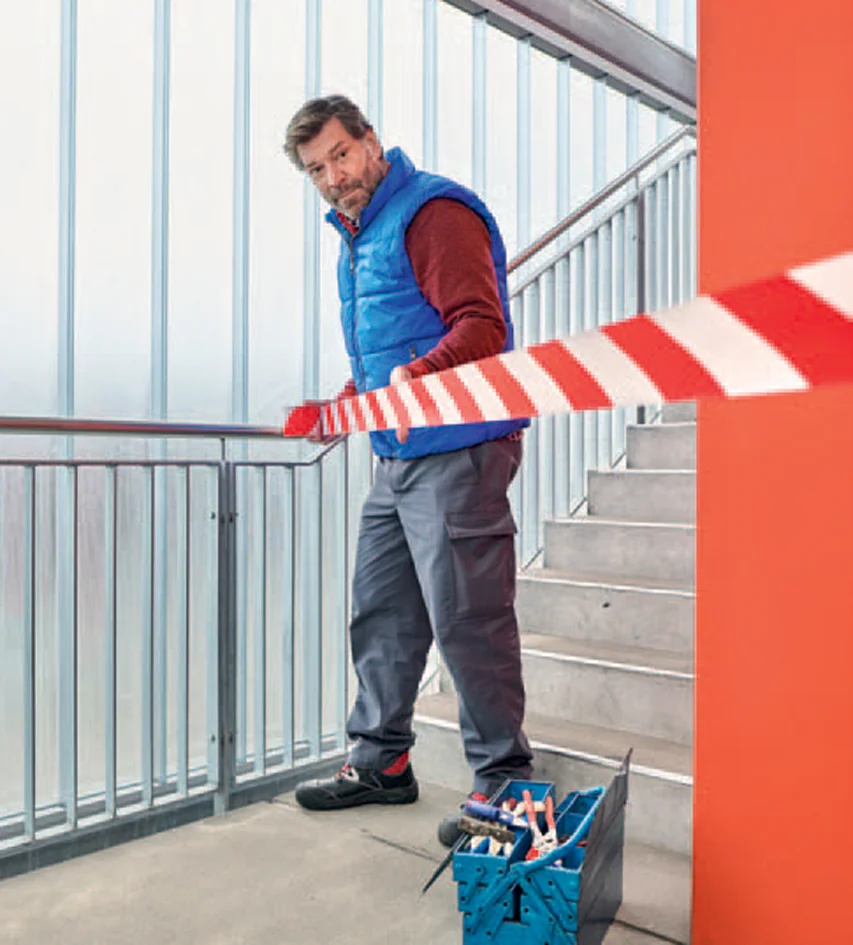 tesa Signal Bande de sécurité, non adhésif, rouge / blanc