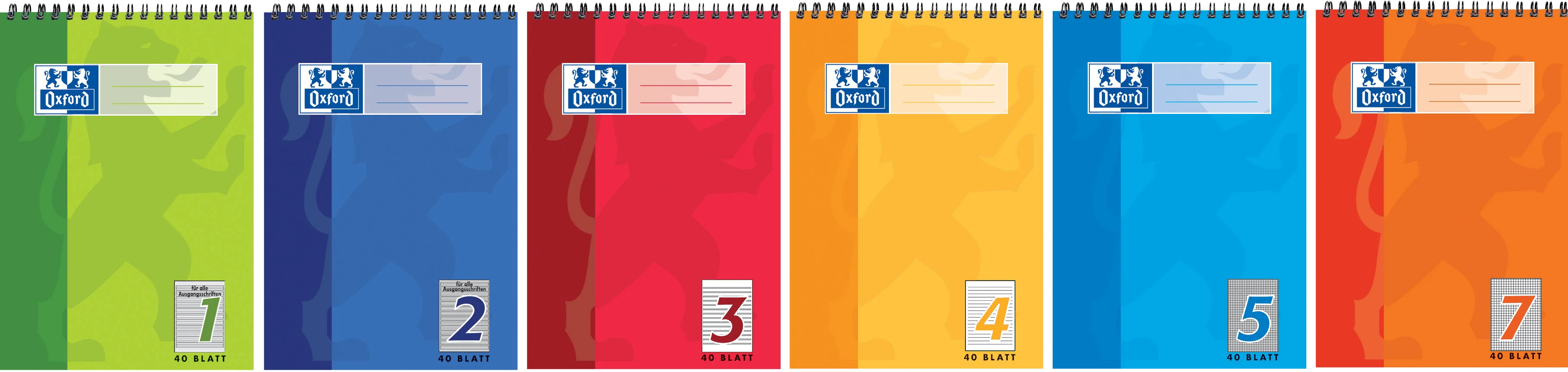 Oxford Bloc scolaire A5 avec en-tête en spirale, linéatur 2