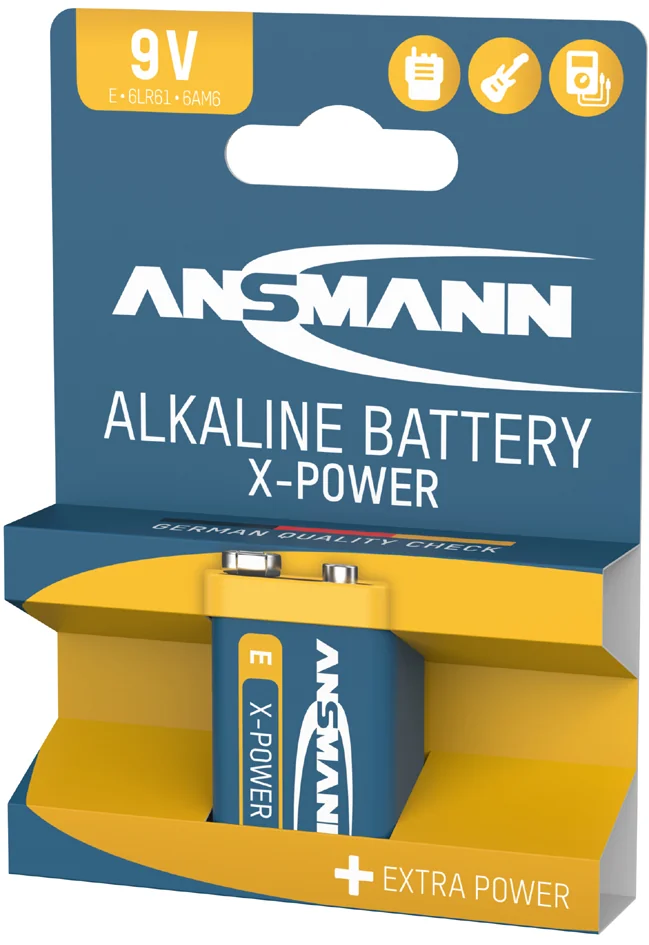 ANSMANN pile alcaline 'X-Power', 9V bloc E, présentoir de 10