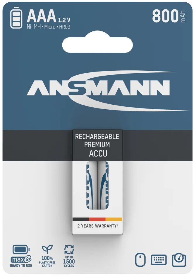 ANSMANN Pile rechargeable NiMH maxE, Micro (AAA), 800 mAh