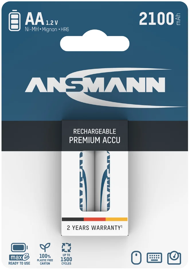 ANSMANN Pile rechargeable NiMH maxE, Mignon (AA), 2.100 mAh