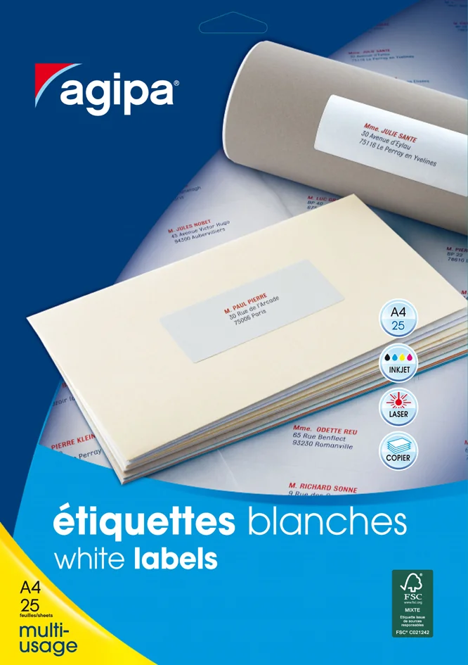 agipa Etiquette universelle, 50 x 20 mm, blanc
