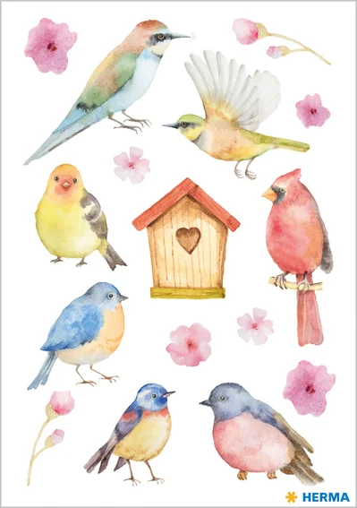 HERMA Sticker DECOR 'Oiseaux à l'aquarelle'