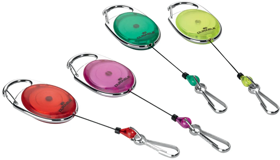 DURABLE Porte-badge avec enrouleur, oval, vert/transparent