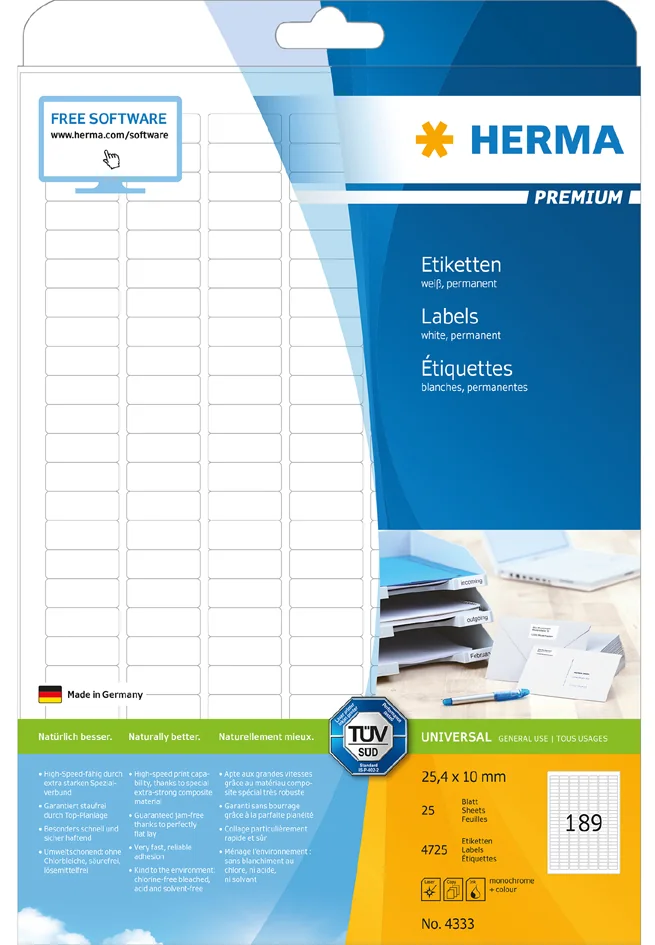 HERMA Etiquette universelle PREMIUM, 38,1 x 21,2 mm, blanc