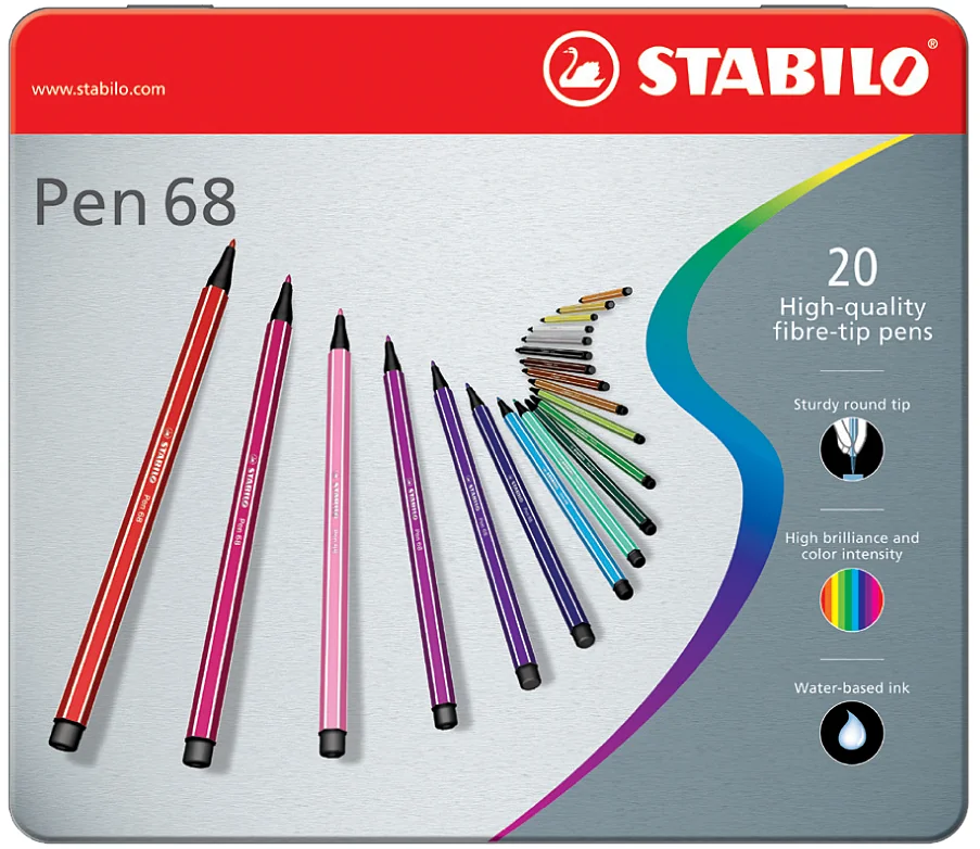 STABILO Feutre Pen 68, étui métallique de 50