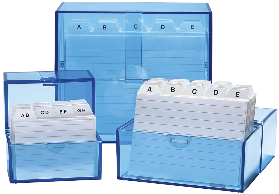 WEDO Boîte à fiches A7 paysage, bleu transparent
