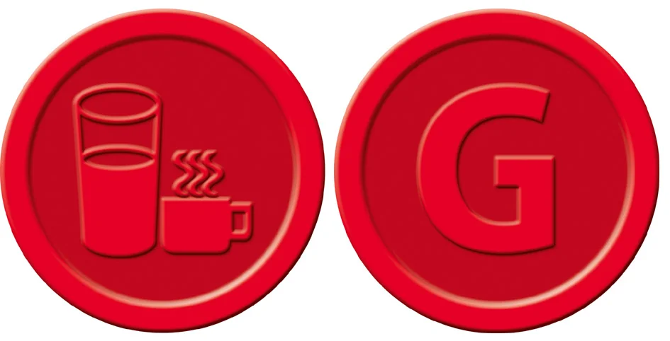 sigel Wertmarken "GetrÂnke", aus Kunststoff, rot