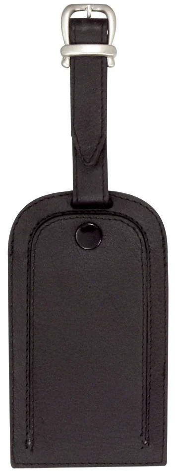 JSA Porte-étiquette de bagage, en cuir, noir