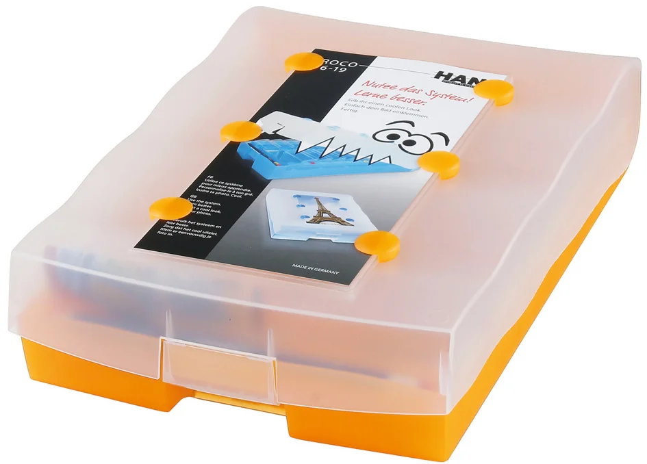 HAN Boîte à fiches CROCO 2-6-19, A8 paysage, orange